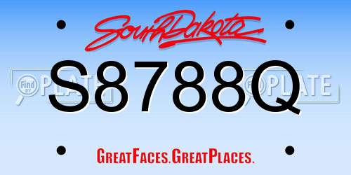 S8788Q South Dakota License Plate