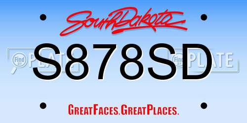 S878SD South Dakota License Plate