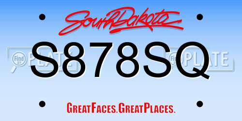 S878SQ South Dakota License Plate
