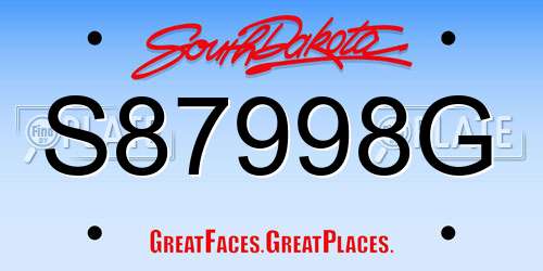 S87998G South Dakota License Plate
