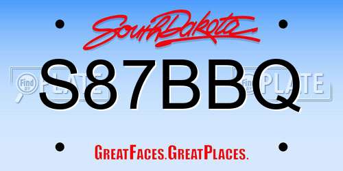 S87BBQ South Dakota License Plate