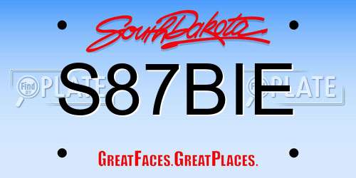 S87BIE South Dakota License Plate
