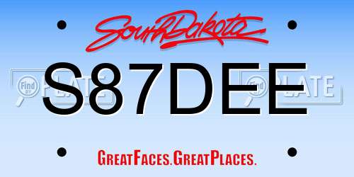 S87DEE South Dakota License Plate