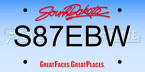 S87EBW South Dakota License Plate