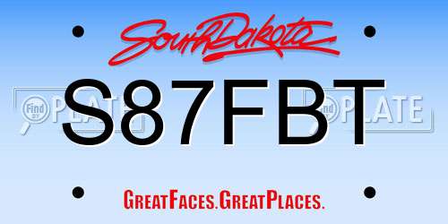 S87FBT South Dakota License Plate