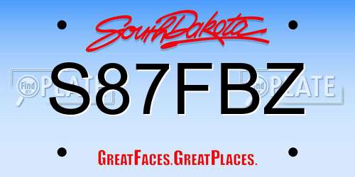 S87FBZ South Dakota License Plate