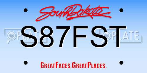 S87FST South Dakota License Plate