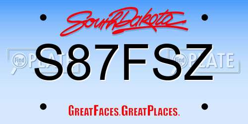 S87FSZ South Dakota License Plate