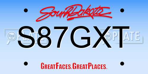 S87GXT South Dakota License Plate