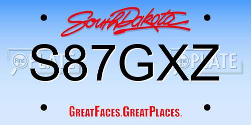 S87GXZ South Dakota License Plate