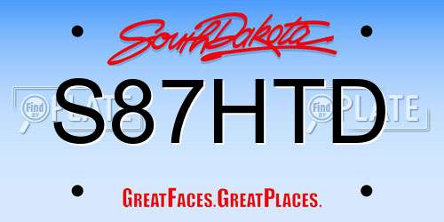 S87HTD South Dakota License Plate