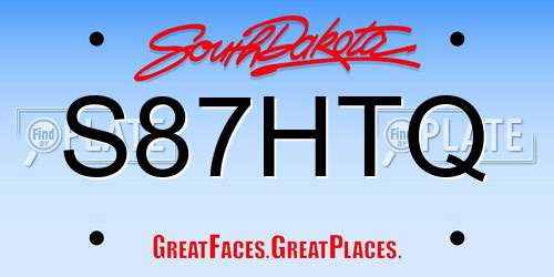 S87HTQ South Dakota License Plate