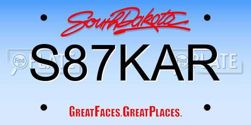 S87KAR South Dakota License Plate