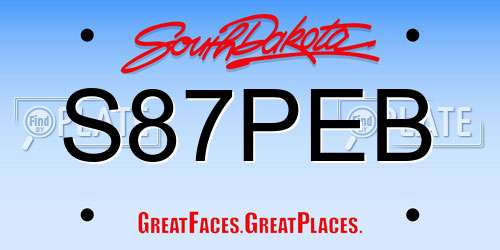 S87PEB South Dakota License Plate