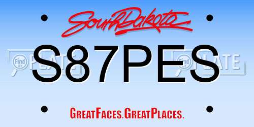 S87PES South Dakota License Plate