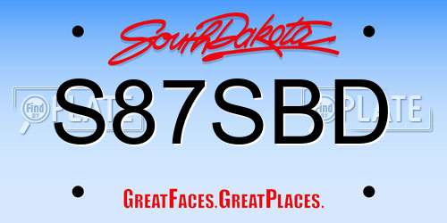 S87SBD South Dakota License Plate