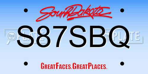 S87SBQ South Dakota License Plate