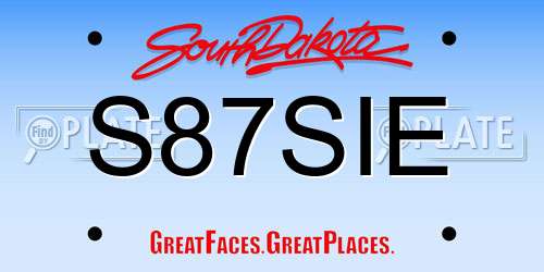 S87SIE South Dakota License Plate