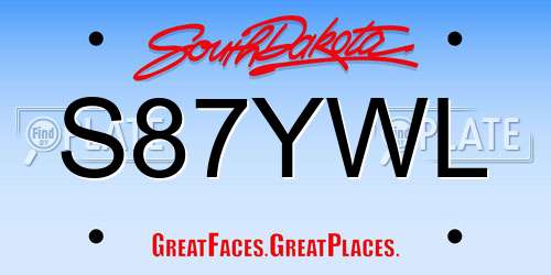 S87YWL South Dakota License Plate