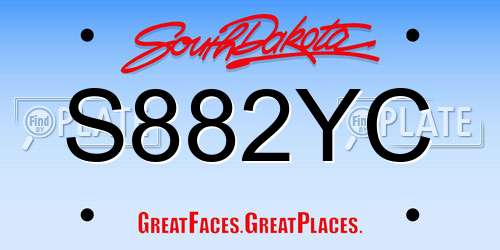 S882YC South Dakota License Plate