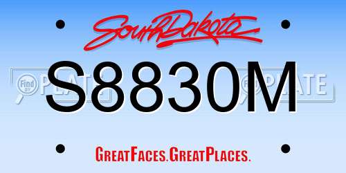 S8830M South Dakota License Plate