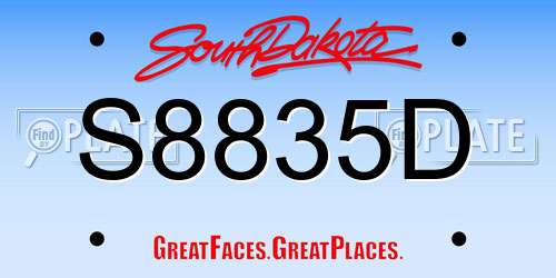 S8835D South Dakota License Plate