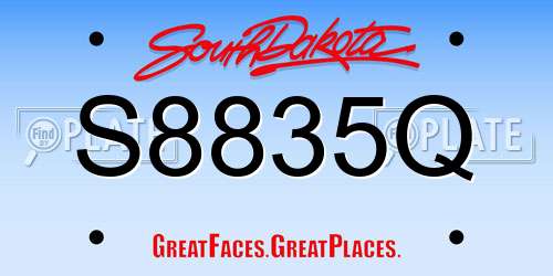 S8835Q South Dakota License Plate