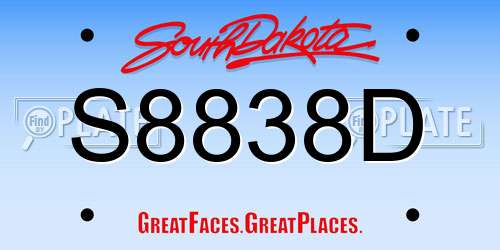 S8838D South Dakota License Plate