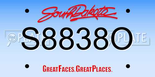 S8838O South Dakota License Plate