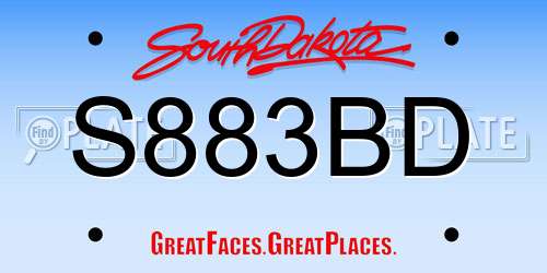 S883BD South Dakota License Plate