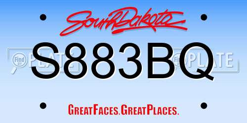 S883BQ South Dakota License Plate