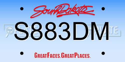 S883DM South Dakota License Plate