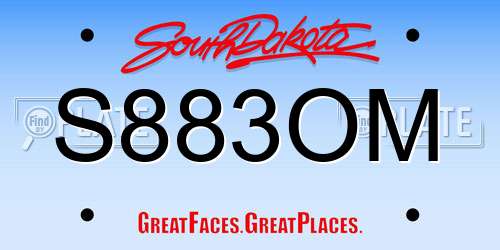 S883OM South Dakota License Plate