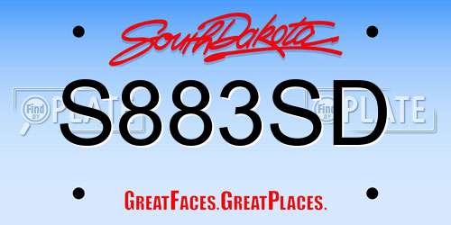 S883SD South Dakota License Plate