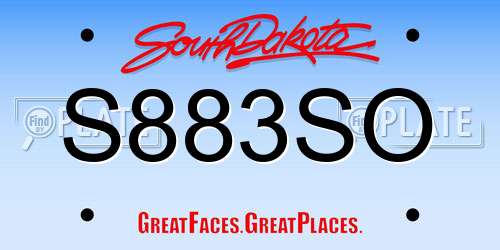 S883SO South Dakota License Plate