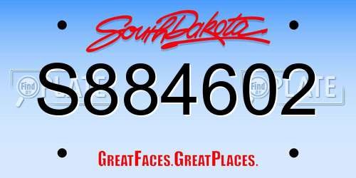S884602 South Dakota License Plate