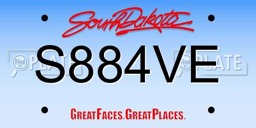 S884VE South Dakota License Plate