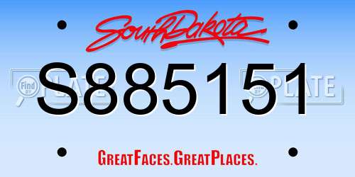 S885151 South Dakota License Plate