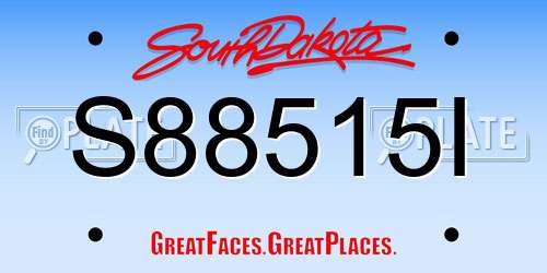 S88515I South Dakota License Plate