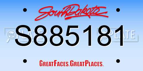 S885181 South Dakota License Plate