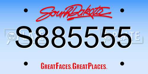 S885555 South Dakota License Plate