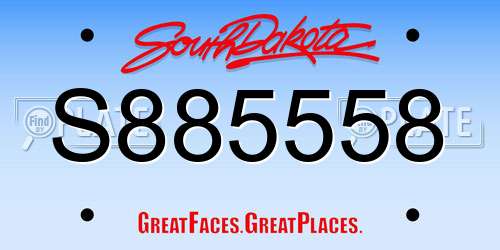 S885558 South Dakota License Plate