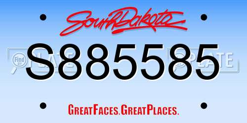 S885585 South Dakota License Plate