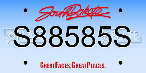 S88585S South Dakota License Plate
