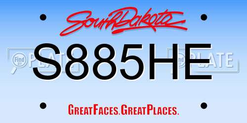 S885HE South Dakota License Plate