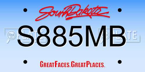 S885MB South Dakota License Plate