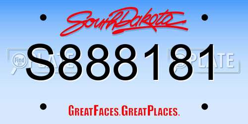 S888181 South Dakota License Plate