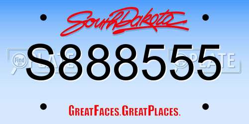 S888555 South Dakota License Plate