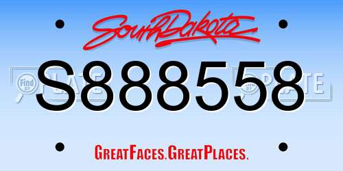 S888558 South Dakota License Plate