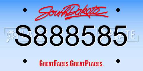S888585 South Dakota License Plate